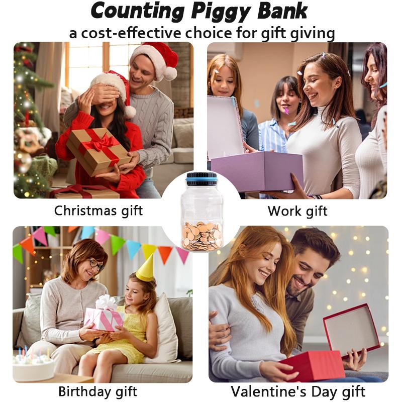 Large Piggy Banks,Money saving challenge,educational toys.   Capacity CoinCounter Machine with LCD Counter,Change Jars for Saving for BoysGirls,Designed for All US Coins,Thanksgiving, Christmasgifts。Christmas gift