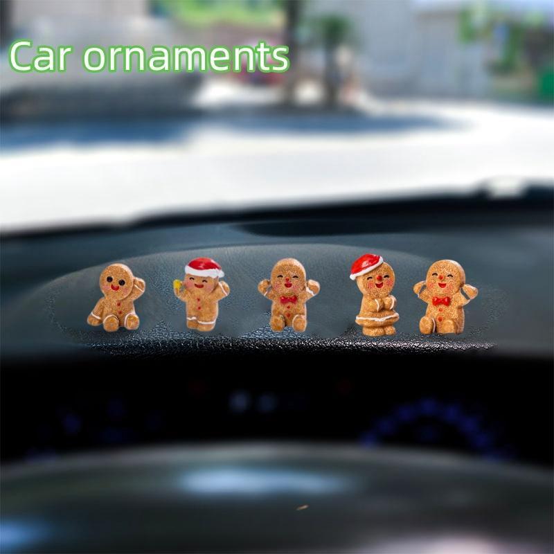 Christmas Cute Gingerbread Man Decoration, 30 50pcs Random Style Mini Resin Ornament, Micro Landscape Decoration Items, Desktop Decoration for Home & Office