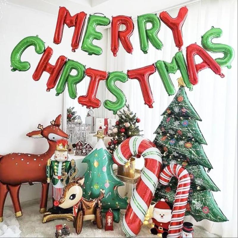 Merry Christmas Balloon Banner Kit, 14pcs set Balloon Garland Arch Kit, Holiday Party Decoration Supplies for Home Party