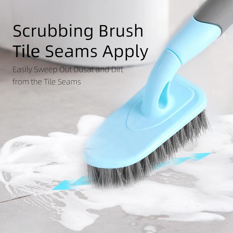 2-Pack Scrub Brush for Cleaning with Long Handle, Medium Firm Brush Bathroom Cleaning Supplies and Bathtub Cleaner and Shower Cleaning Brush, Multi-Scene Use for Kitchen Brush or Carpet Brush