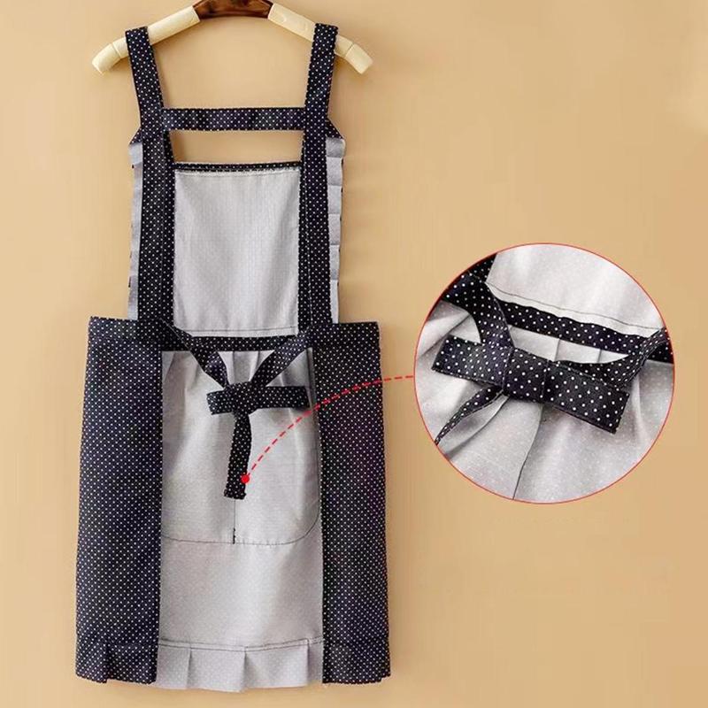 Polka Dot Print Apron with Pocket, 1 Count Cute Breathable Country Style  Apron, Kitchen Accessories for Home Dining Room Coffee Shop Salon Hotel Picnic