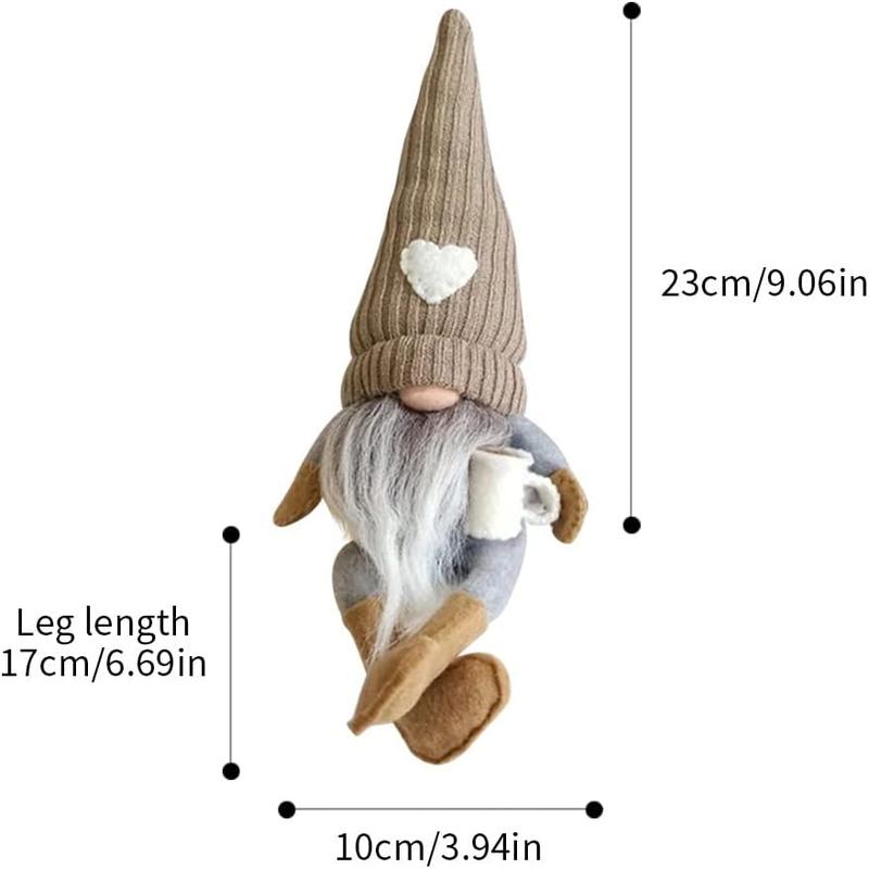 2 Pcs Gnomes Plush  Decor, Handmade Swedish Tomte Gnomes Gifts Farmhouse Scandinavian Figurine for Home Kitchen Coffee Station Table Shelf Decor (Brown)