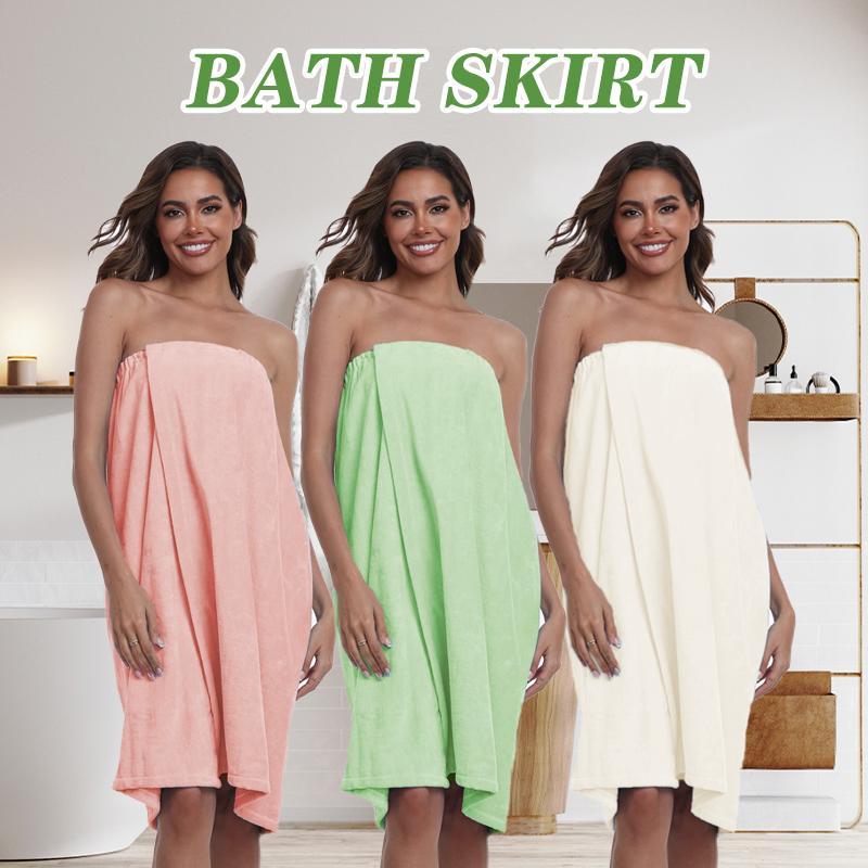 Solid Color Bath Towel, 1 Count Adjustable Shower Spa Bathrobe, Women's Cute Wearable Bath Skirt, Sauna Beach Shower Towel, Bathroom Accessories