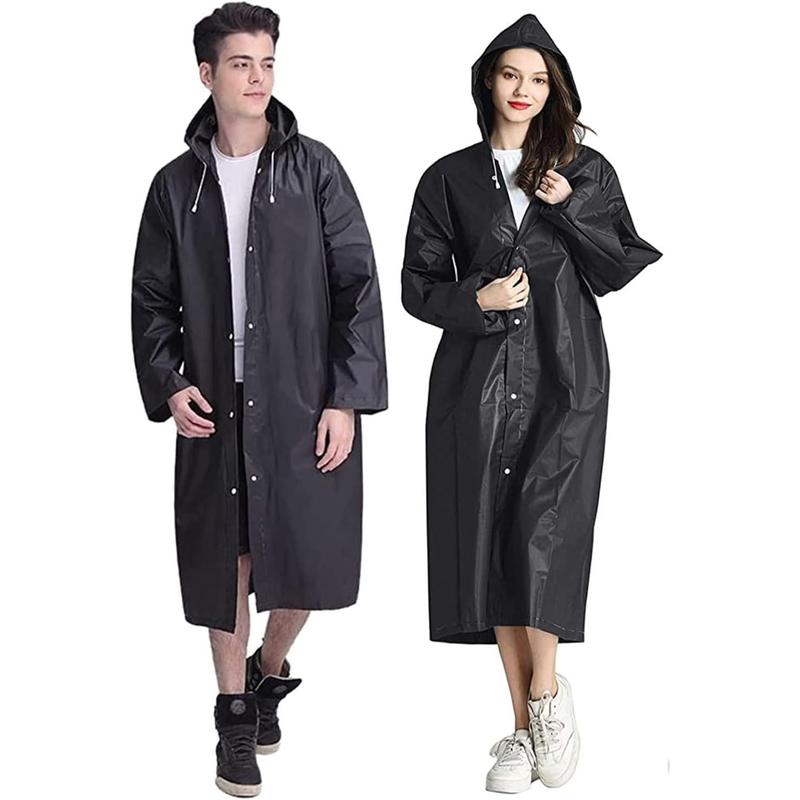 Rain Coat Poncho for Adult, 2 Pack Women Men Reusable Raincoats Emergency with Hood and Drawstring