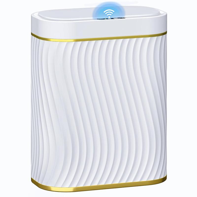 Bathroom Small Trash Can with Automatic Touchless Lid, 2.6 Gallon Smart Garbage Can Narrow Waterproof Trash Bin for Bedroom, Office, Living Room