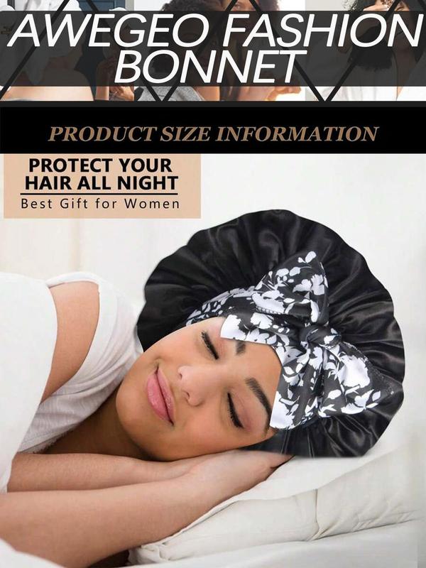 Women's Bow Decor Satin Sleeping Bonnet, Casual Comfortable Hair Care Bonnet, Soft Sleeping Bonnet for Women & Girls