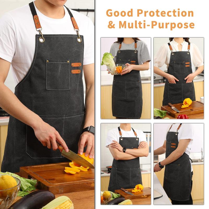 Canvas Apron, 1 Count Waterproof Work Apron with Pocket, Durable Apron for Kitchen, Cooking, Baking, Barbecue, Outdoor Camping