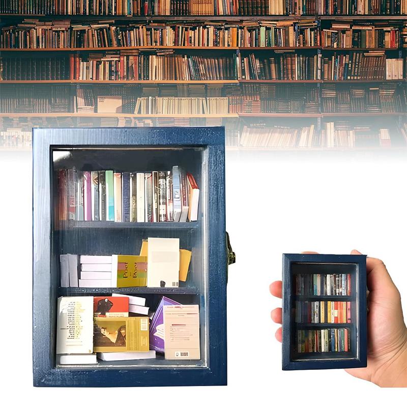 Creative Anti-Anxiety Bookshelf Miniature Book Match Boxes Gift Shake Away Your Anxiety Doll House Decoration Gifts Ornaments Wood Wooden Artistic