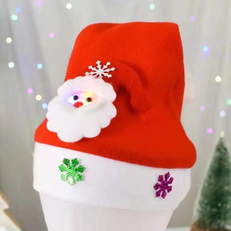 Christmas LED Hat New Year Cute Kids Adults Cap Navidad Children Girl Hat New Year Costume Santa Claus Xmas Winter Gift Decor Accessories Masks Accessory Decoration Ornaments