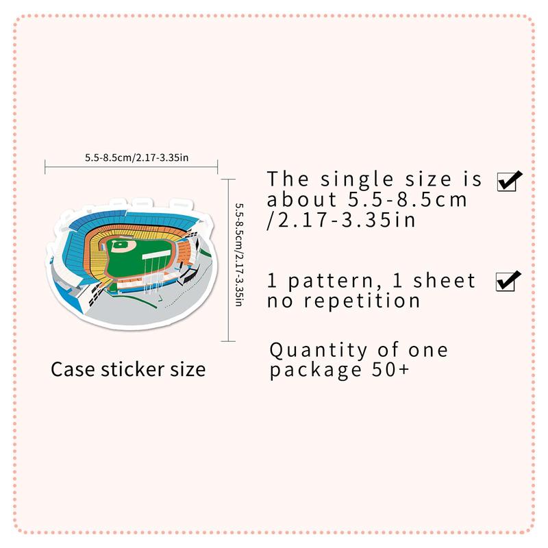 50pcs Random Baseball Pattern Sticker, Waterproof Self Adhesive Decor Paper, Decor Sticker for Gift Greeting Card Water Bottle Laptop Phone