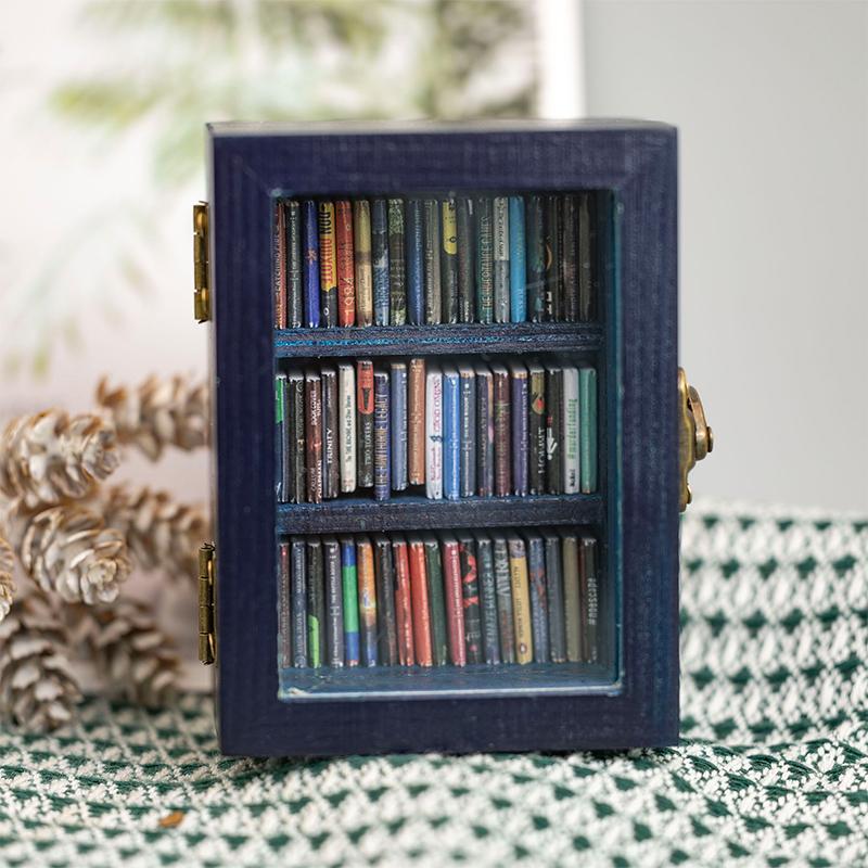 Creative Anti-Anxiety Bookshelf Miniature Book Match Boxes Gift Shake Away Your Anxiety Doll House Decoration Gifts Ornaments Wood Wooden Artistic