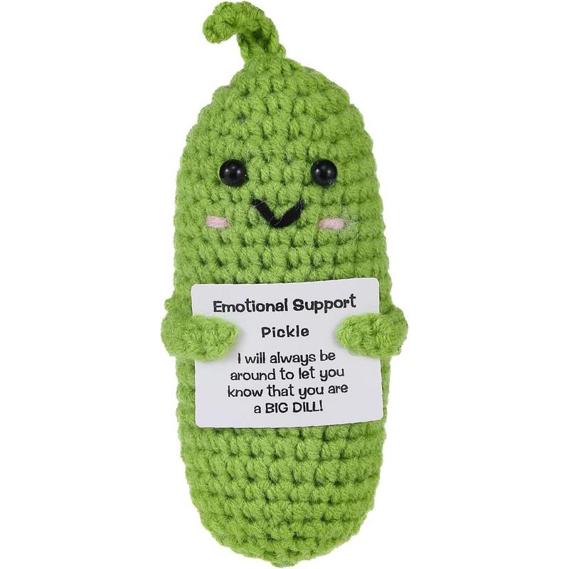 Funny Positive Pickle Home Decorations Crochet Gifts Encouragement Birthday Gifts, Christmas Stocking Stuffers (Green Pickle)