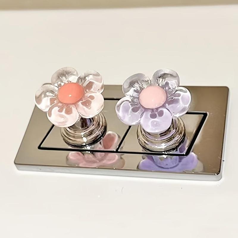 Flower Design Toilet Flush Knob, Easy To Press Fashionable Bathroom Accessories, Elegant Touch Long Spike Design Toilet Flush Button