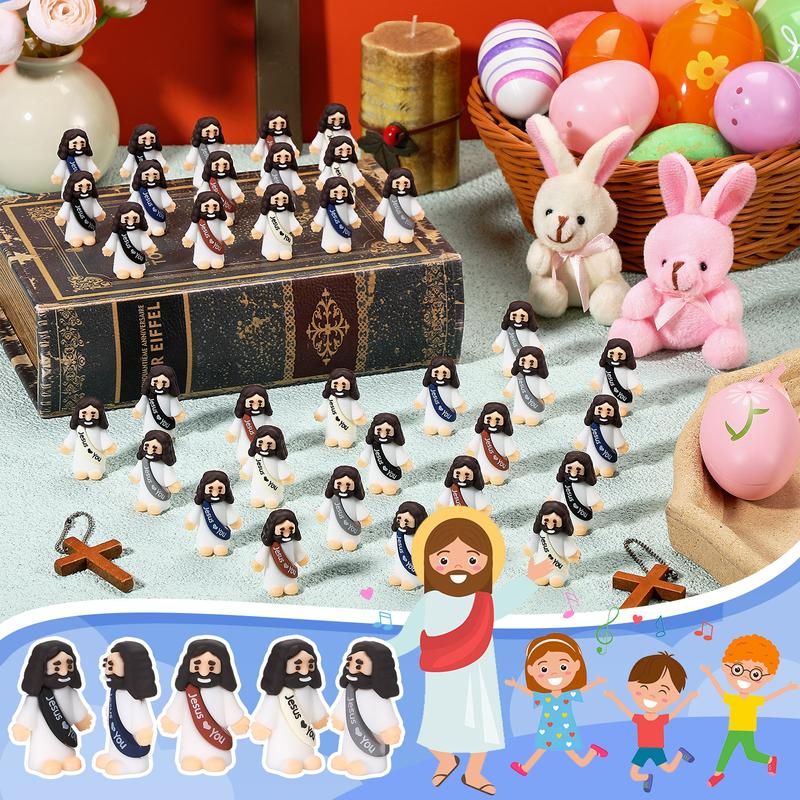 Little Jesus Figures 50Pcs Cute Jesus ornament Mini Jesus Statue with Slogan Creative Religious Party Gift for Family Friend Christmas Christian Baptism Gifts