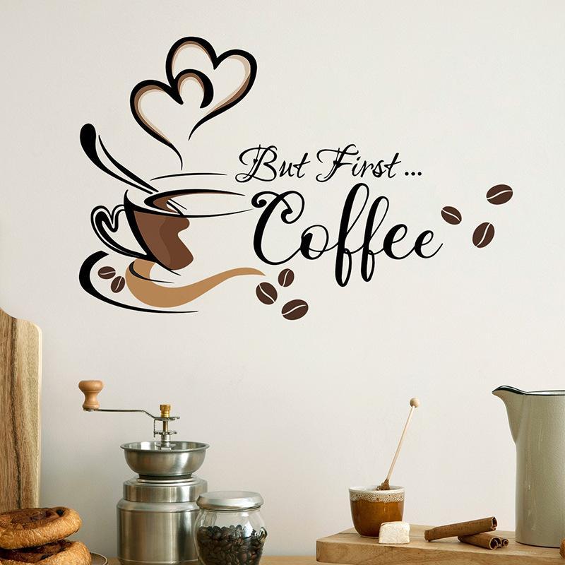 Coffee Letter Pattern Wall Sticker for Room Decor, Self Adhesive Wall Decal, Wall Decor, Decorative Sticker For Kitchen & Coffee