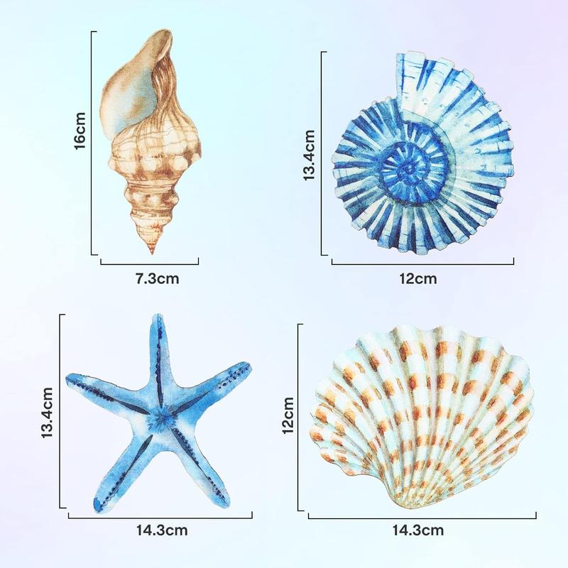 4 Count Beach Wall Decor Seashell Starfish Bathroom Decor Rustic Ocean Coastal Gifts for Living Hanging Decor, Room Bathroom Bedroom(Small) Hangable Ornaments Hangable Ornaments