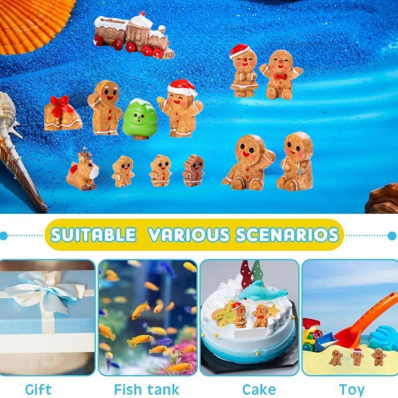 Christmas Cute Gingerbread Man Decoration, 30 50pcs Random Style Mini Resin Ornament, Micro Landscape Decoration Items, Desktop Decoration for Home & Office