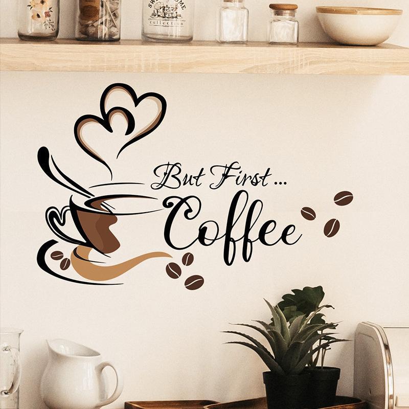 Coffee Letter Pattern Wall Sticker for Room Decor, Self Adhesive Wall Decal, Wall Decor, Decorative Sticker For Kitchen & Coffee