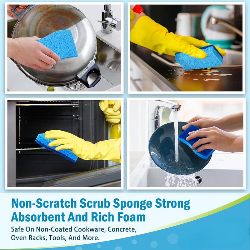 Non-Scratch Scrub Sponge-24Count, Sponges for Dishes, Sponges Kitchen, Cleaning Sponge, Cleans Fast Without Scratching, Stands Up to Stuck-on Grime, Cleaning Power for Everyday Jobs