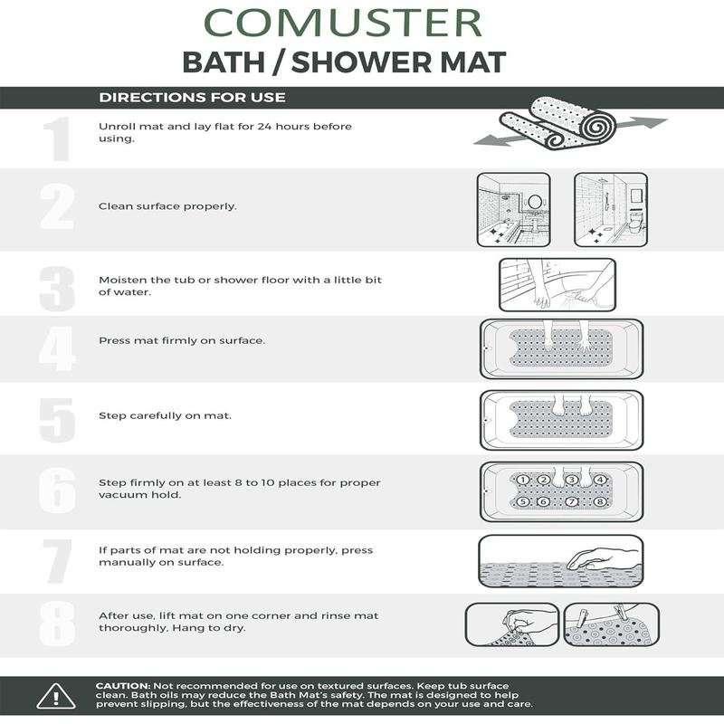Anti slip extra long bathtub and shower mat 39