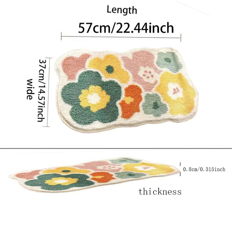 Flower Pattern Bath Mat, 1 Count Non-slip Soft Absorbent Bath Rug, Rectangle Floor Mat for Bathroom Home Dormitory Decor