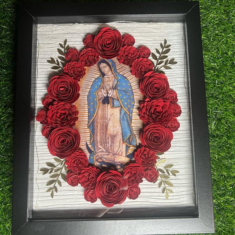 Virgen de Guadalupe Shadowbox with LED Light Decor Gift Religious Ornaments