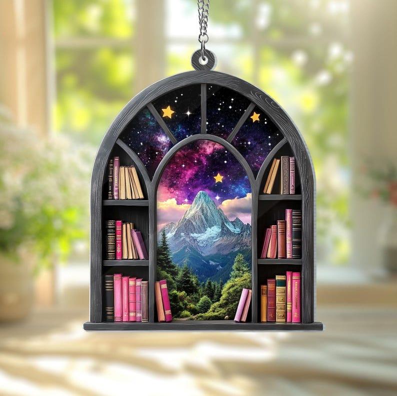 Night Court Ornament, Fantasy Book Reader Gift, Night Court Acrylic Window Hanging, Night Court Mini Bookshelf, Book Lover Gift