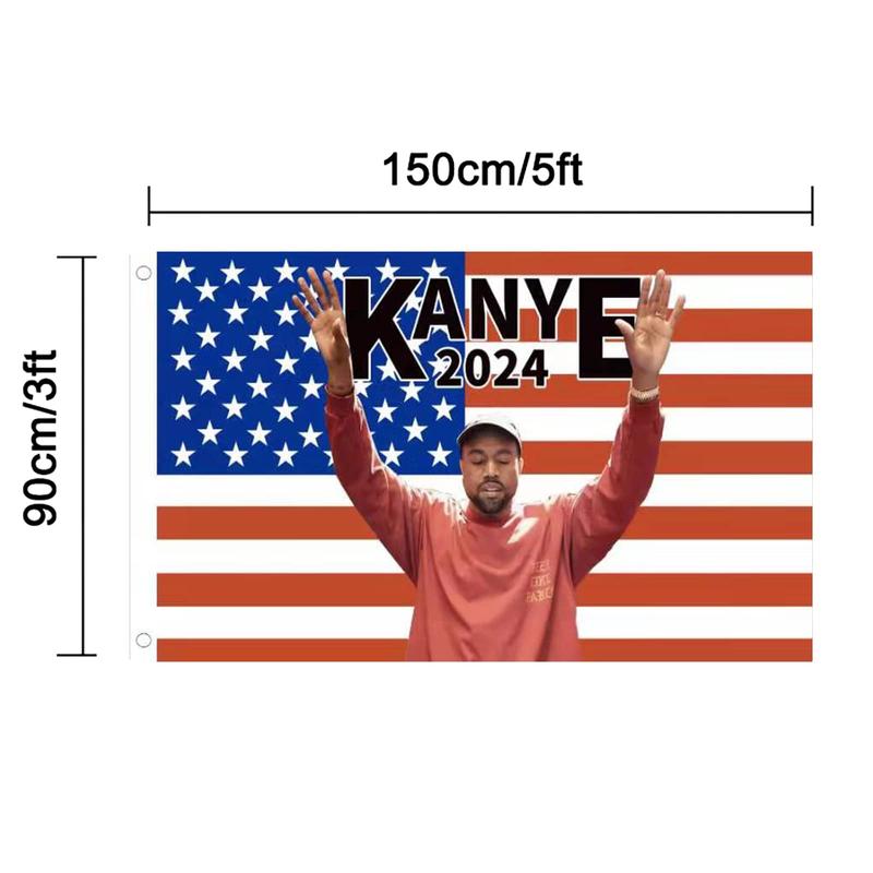 Kanye 2024 Flag West Tapestry 3x5 Ft Outdoor Indoor,American Flags for room wall,Cool dorm flag with Brass Grommets Vivid Color and Fade Proof Decor