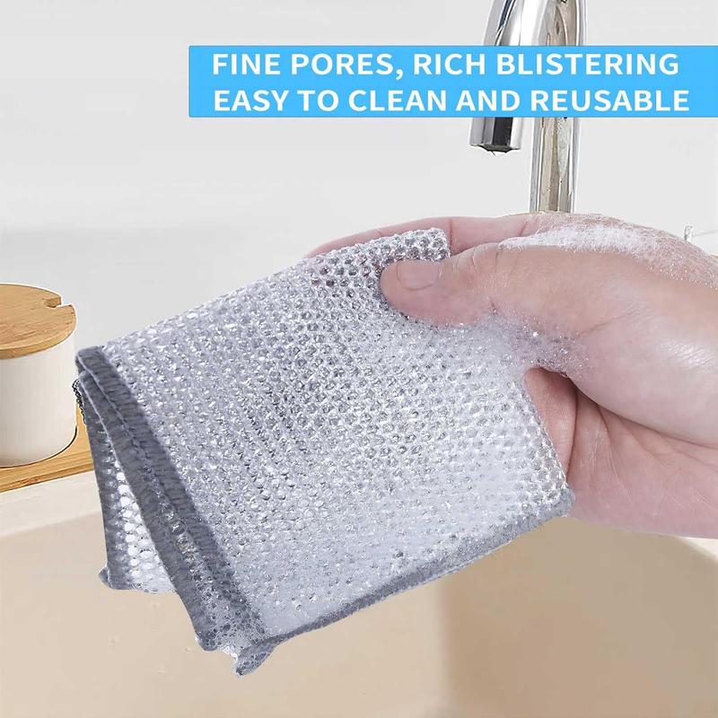 New Multifunctional Non-Scratch Wire Dishcloth, Multipurpose Wire Dishwashing Rags for Wet and Dry, Scrubs & Cleans for Pot, Bowl, Descaling, Kitchen Grime,Dishes, Sinks, Counters (6)