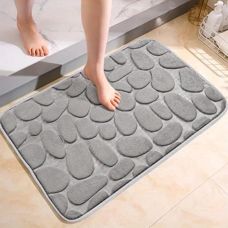 Cobblestone Embossed Rectangle Bath Mat, Soft Absorbent Bathroom Mat, Bathroom Accessories, Home Supplies, Bathroom Decor