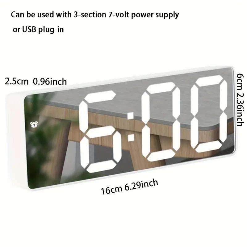 LED Mirror Alarm Clock, USB Powered Digital Clock, Desktop Electronic Clock, Home Decor for Bedroom, Office, Living Room