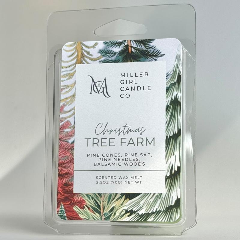 Christmas Tree Farm | Candles + Wax Melts | Winter Scents | 3 sizes | 60+ Hour Burn Time | Soy Blend | Scented Candles + Melts