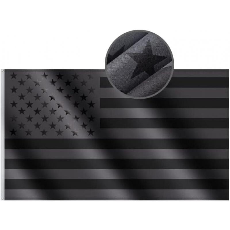 All Black American Flag 3x5 Ft - Double Sewn and Fade Proof Black USA US America Flags For All Weather Indoor Outdoor Banners Cartoon