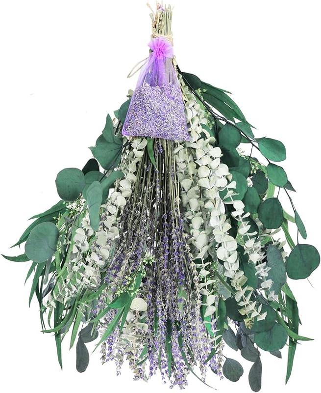 52pcs Eucalyptus for Shower, 3 Kinds Mix Eucalyptus Stems & Lavender Flowers Hanging, Fresh Eucalyptus Leaves for Shower Plants Hanging, Dried Eucalyptus Bundle for Home Bathroom Decor