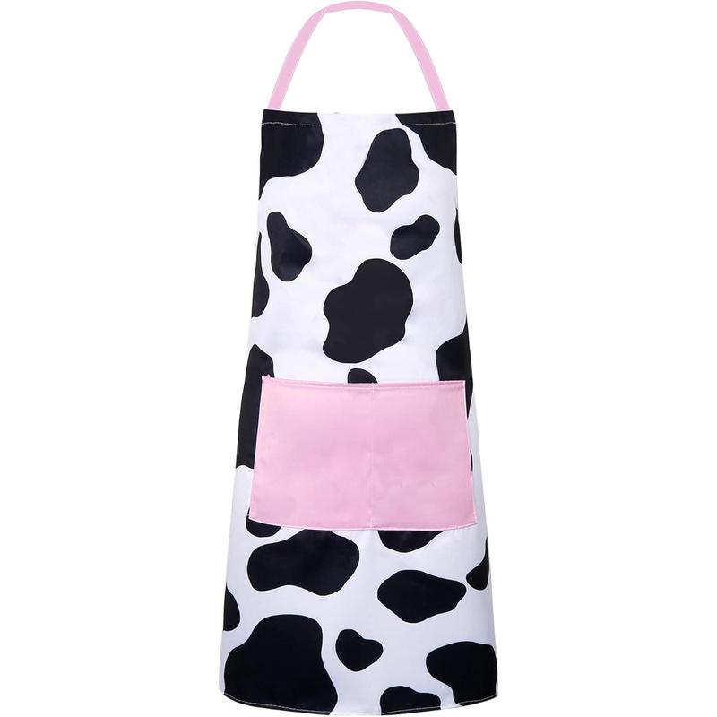 Cute Apron Cow Apron for Women Kitchen Apron with Pockets for Cooking Baking Gardening Grilling BBQ Cow Gift for Women Black and White Cow Print Bib Aprons