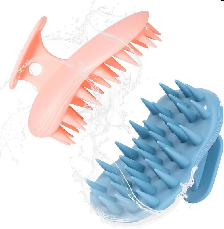 2 PCS Shampoo Brush Hair Scalp Massager, 100% Silicone Scalp Scrubber, Scalp Exfoliator for Stress Relief and Hair Growth (Blue + Orange)