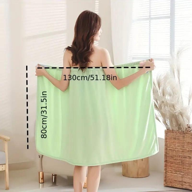 Solid Color Bath Towel, 1 Count Adjustable Shower Spa Bathrobe, Women's Cute Wearable Bath Skirt, Sauna Beach Shower Towel, Bathroom Accessories