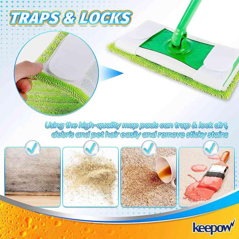 KEEPOW 5701M Reusable Mop Pads for All 10-12 Inch Flat Mop 6 Pcs