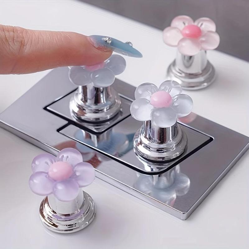 Flower Design Toilet Flush Knob, Easy To Press Fashionable Bathroom Accessories, Elegant Touch Long Spike Design Toilet Flush Button