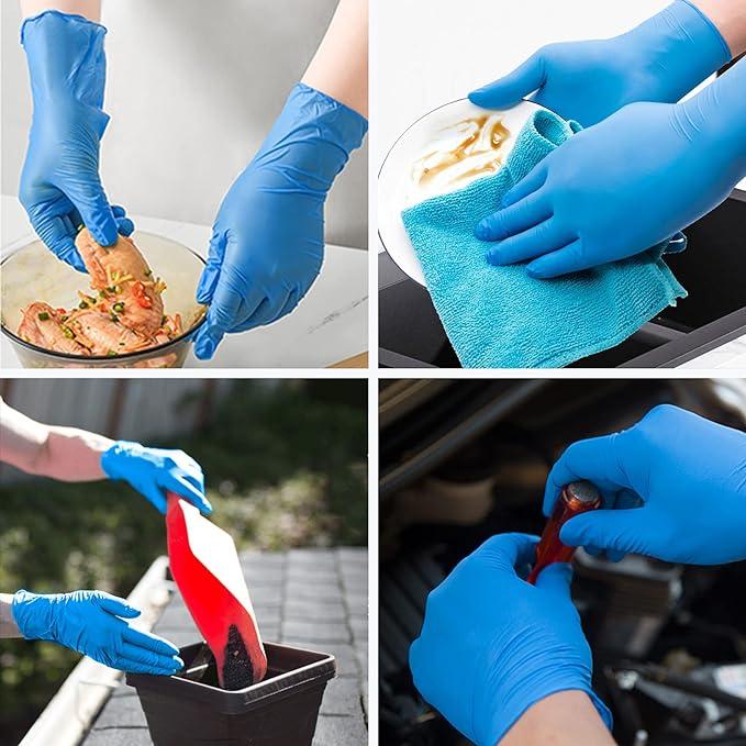 Blue Nitrile Disposable Gloves - Latex-Free & Powder-Free Cleaning Food Gloves Hand Household Kitchen 100-ct