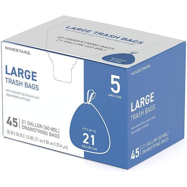 DX08 21 Gal. Large Kitchen Drawstring Closure Trash Bags (45-Count)