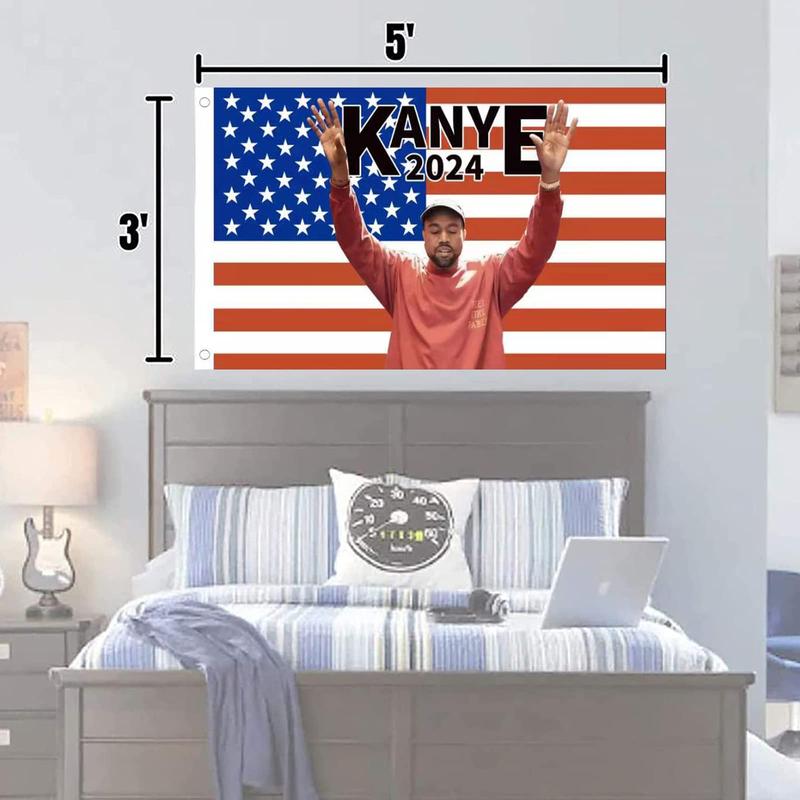 Kanye 2024 Flag West Tapestry 3x5 Ft Outdoor Indoor,American Flags for room wall,Cool dorm flag with Brass Grommets Vivid Color and Fade Proof Decor