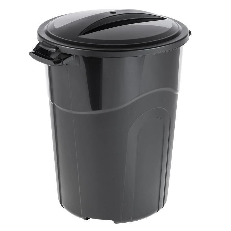 32 Gallon Heavy Duty Plastic Garbage Can with Lid for Indoor Outdoor Use - Black