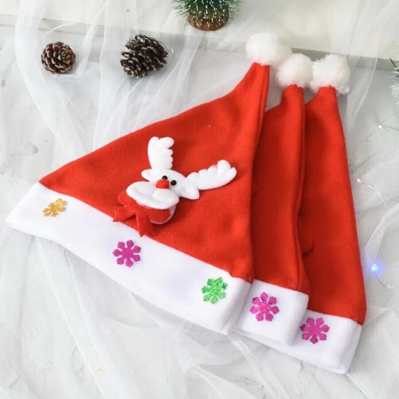 Christmas LED Hat New Year Cute Kids Adults Cap Navidad Children Girl Hat New Year Costume Santa Claus Xmas Winter Gift Decor Accessories Masks Accessory Decoration Ornaments