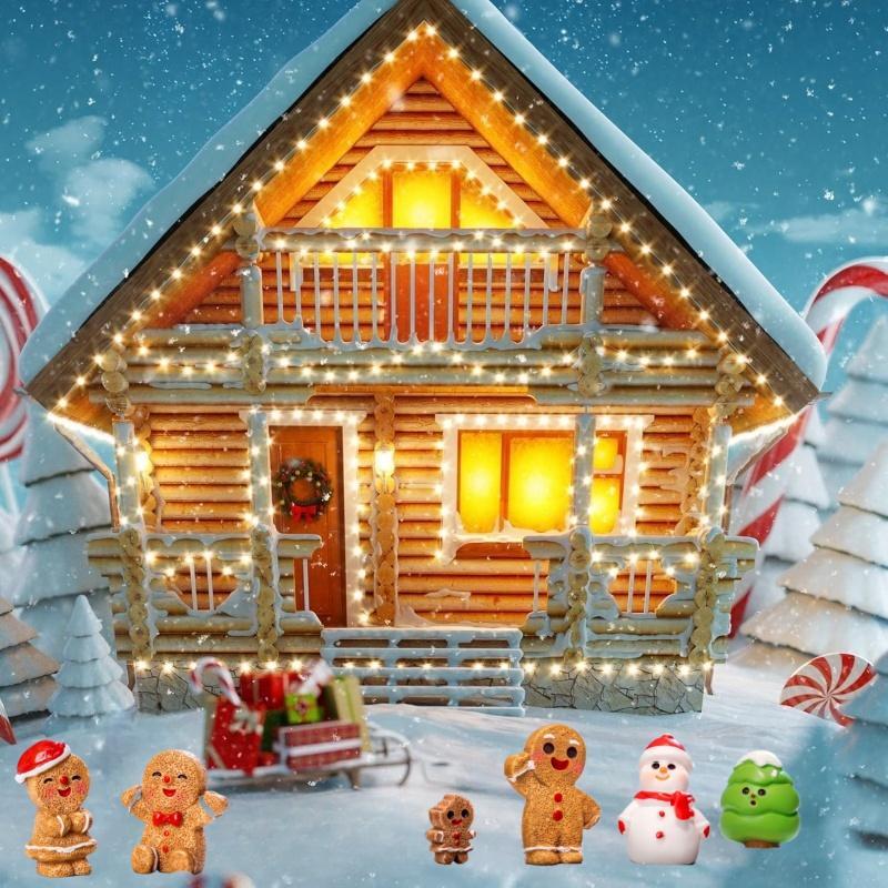 Christmas Cute Gingerbread Man Decoration, 30 50pcs Random Style Mini Resin Ornament, Micro Landscape Decoration Items, Desktop Decoration for Home & Office