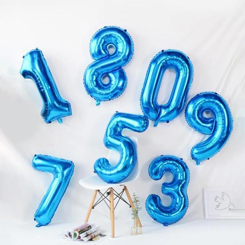 0-9 Large Number Shaped Solid Color Balloon , 1 Count Inflatable Aluminum Foil Balloon, Atmosphere Scene Layout Decoration Supplies For Wedding Birthday Festival Party