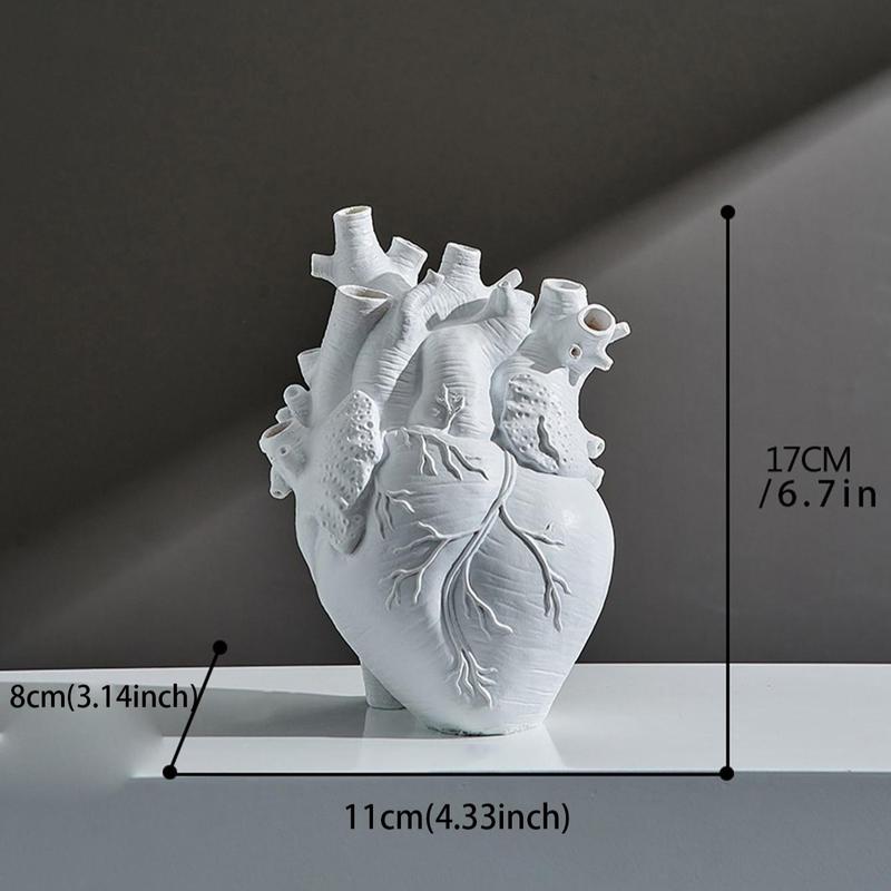 Heart Organ Design Flower Vase Table Decor, Creative Modern Resin Flower Vase, Summer Decor 2024, Decorative Vase for Home Office Decor, Fall Decor, Men Gifts