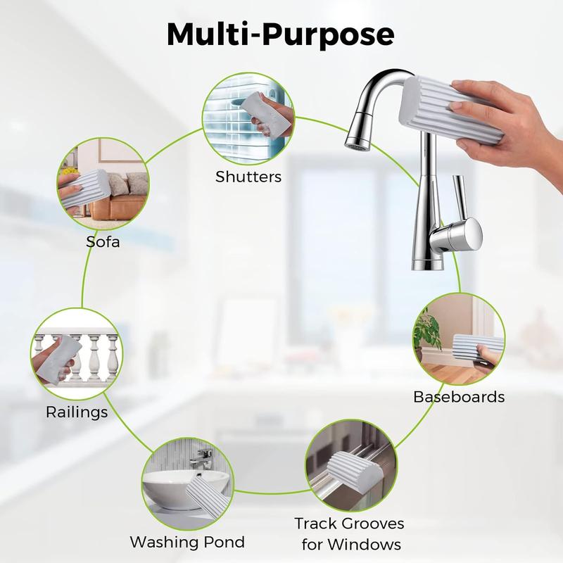 Damp Clean Duster Sponge, Sponge Cleaning Brush, Duster for Cleaning Blinds, Glass, Baseboards, Vents, Railings, Mirrors,Window Track Grooves and Faucets