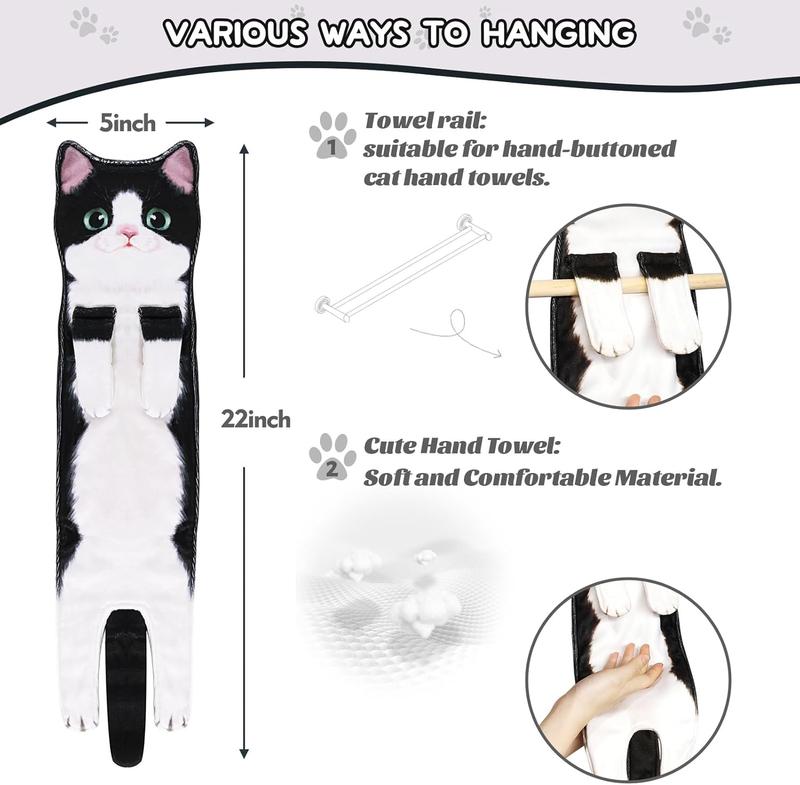 Funny Cat Hand Towel for Kitchen and Bathroom,Decorative Hanging Cat Towels for Cat Lovers,Christmas Cat Gifts for Women(Tuxedo Cat)