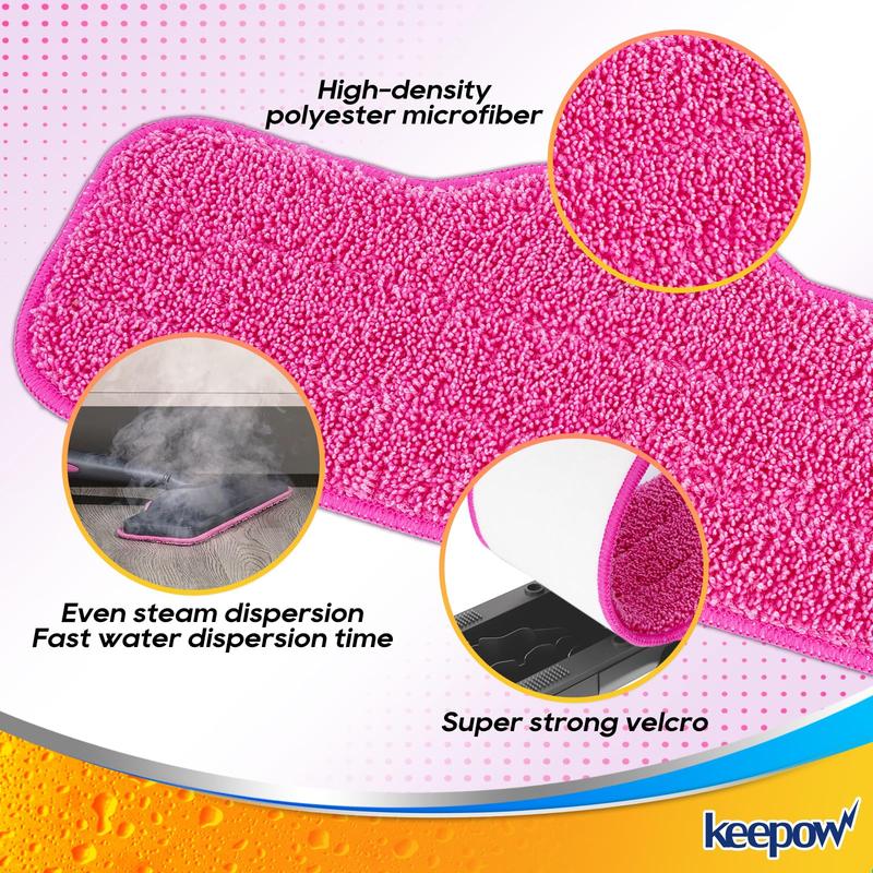 KEEPOW Microfiber Steam Mop Pads Compatible with Schenley Steam Mop Cleaner, Washable and Reusable Replacement Mop Pads Accessories